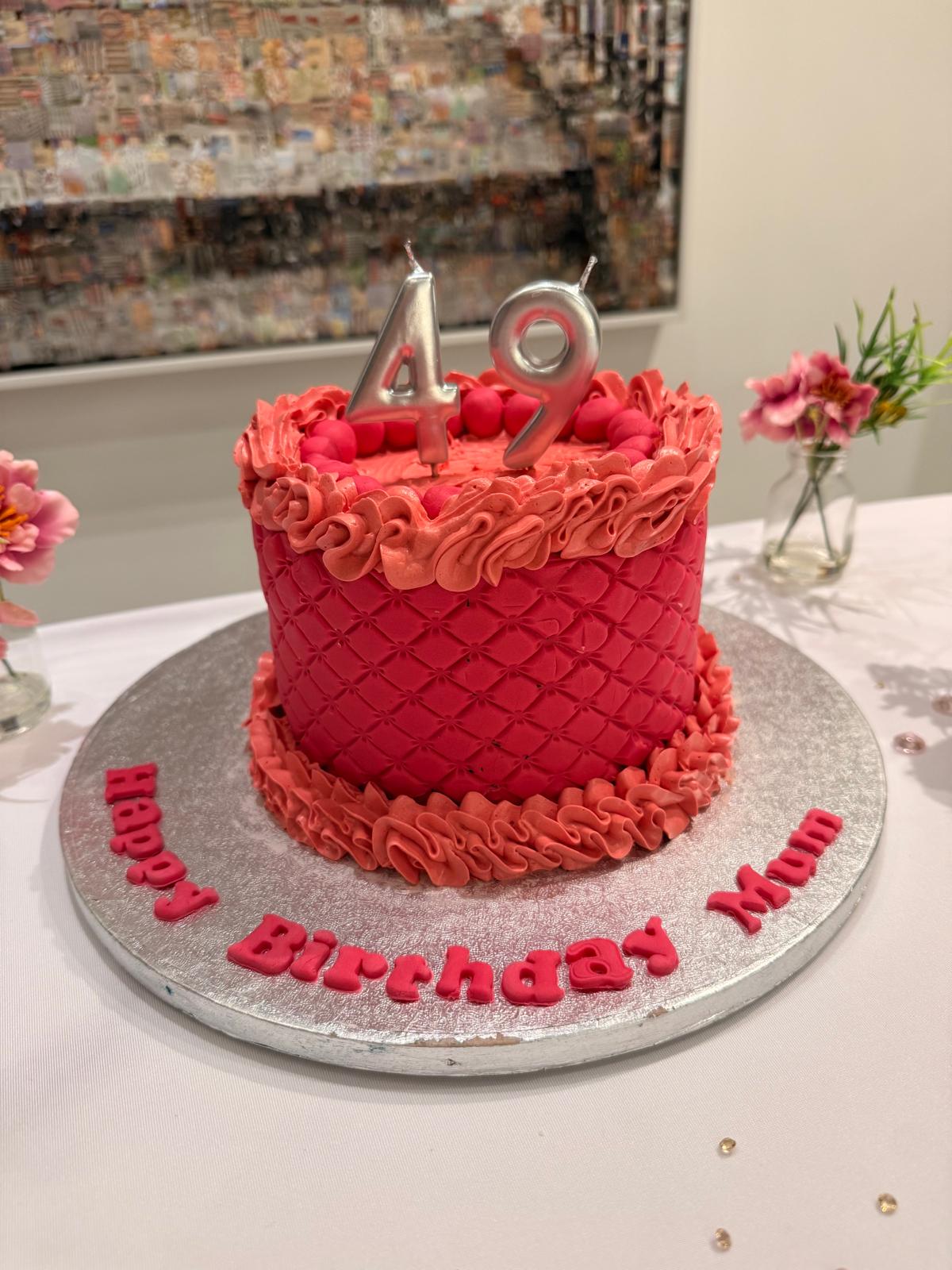 Pink quilted birthday cake